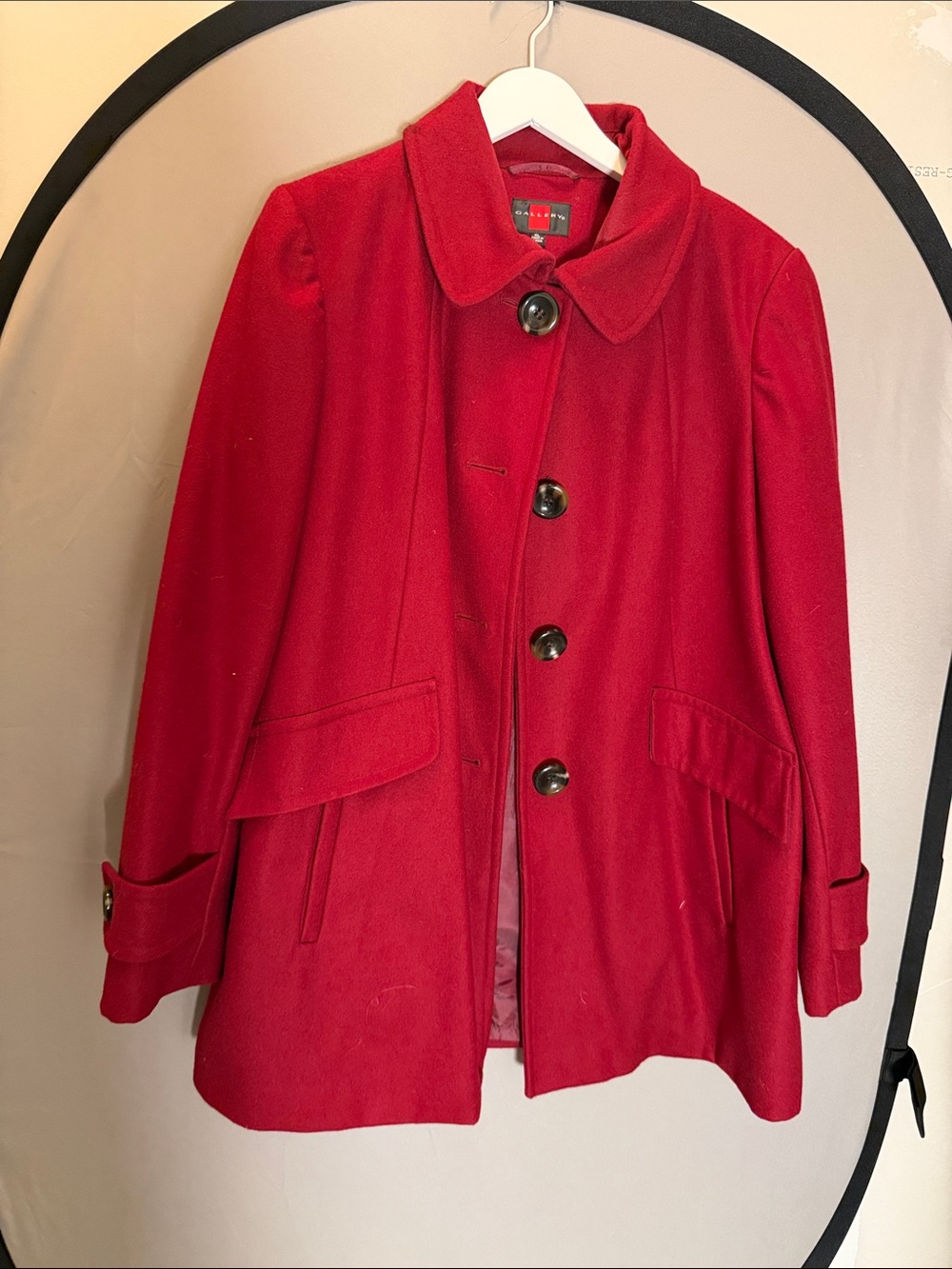 Gallery Red Wool Peacoat with Button Front